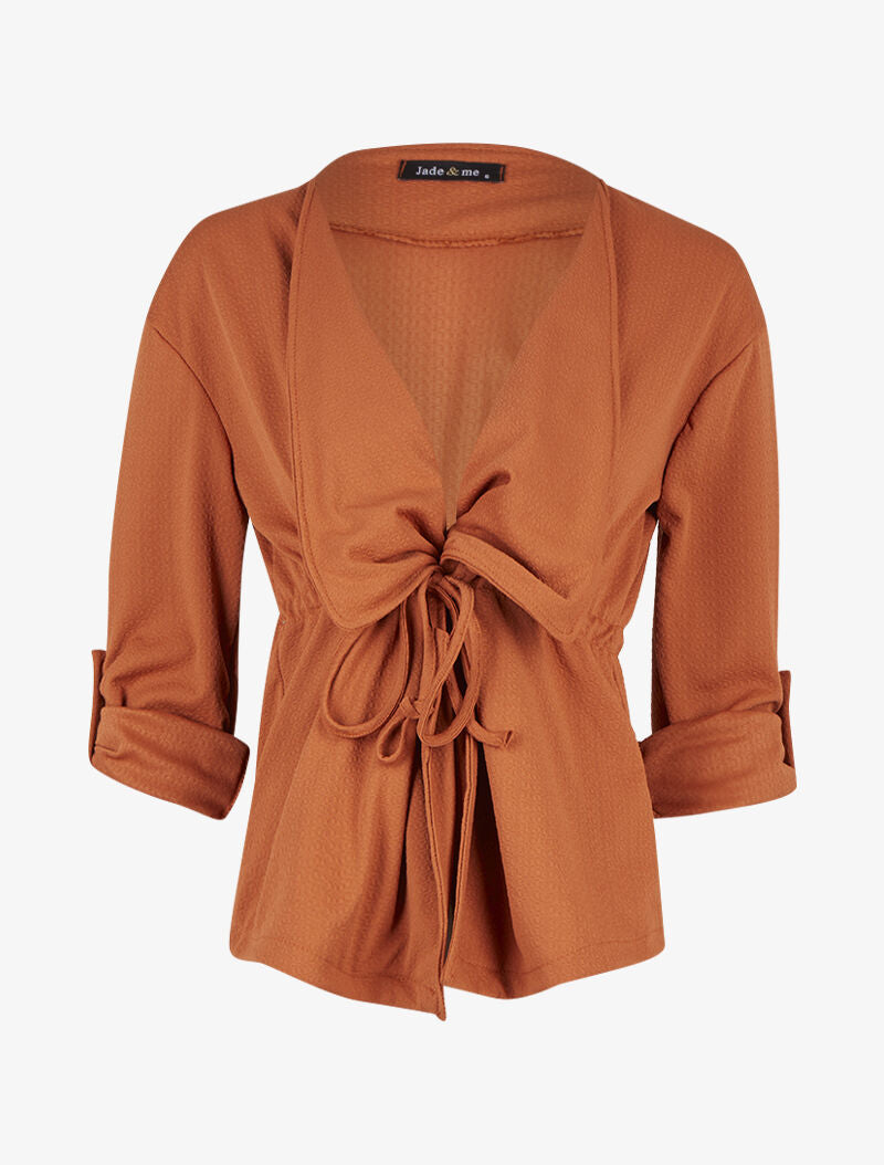 Veste cintrée à pans asymétriques - Rouille - 1