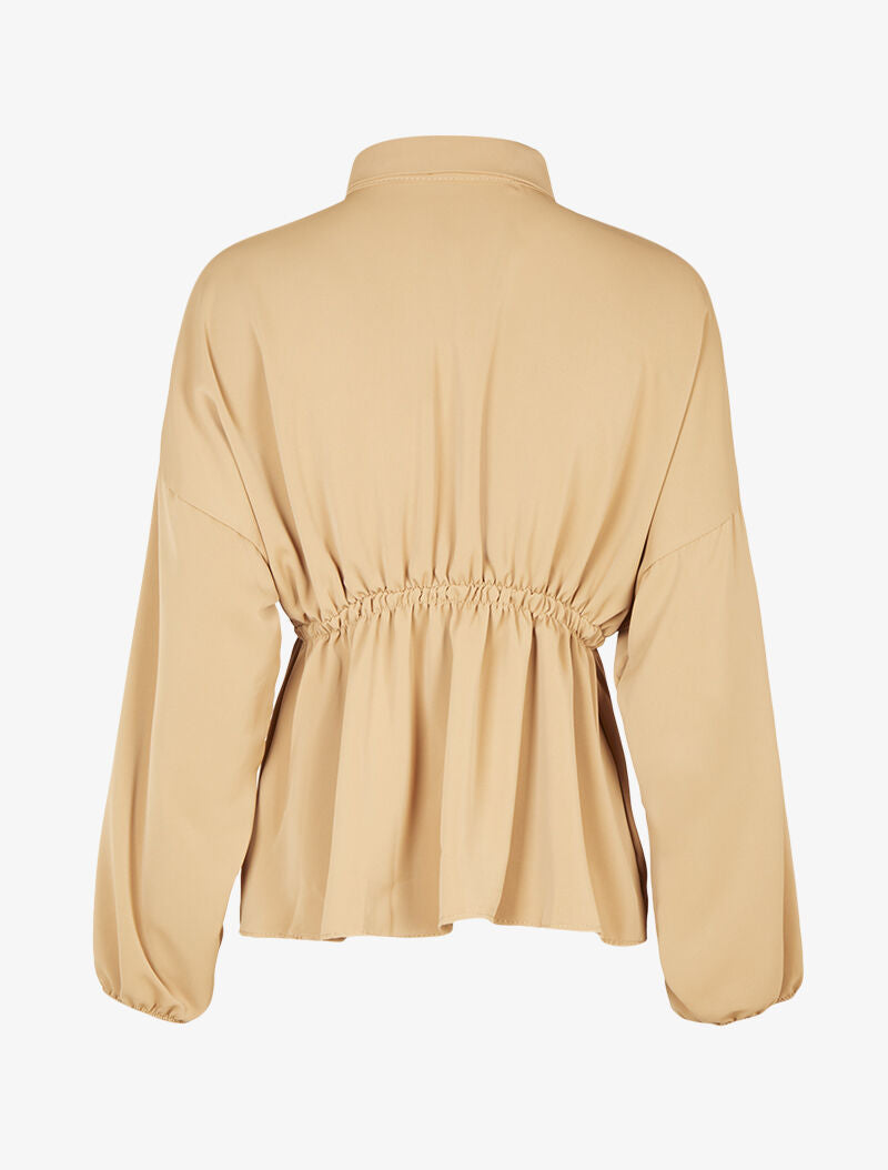 Chemise fluide cintrée à manches style kimono - Beige - 2