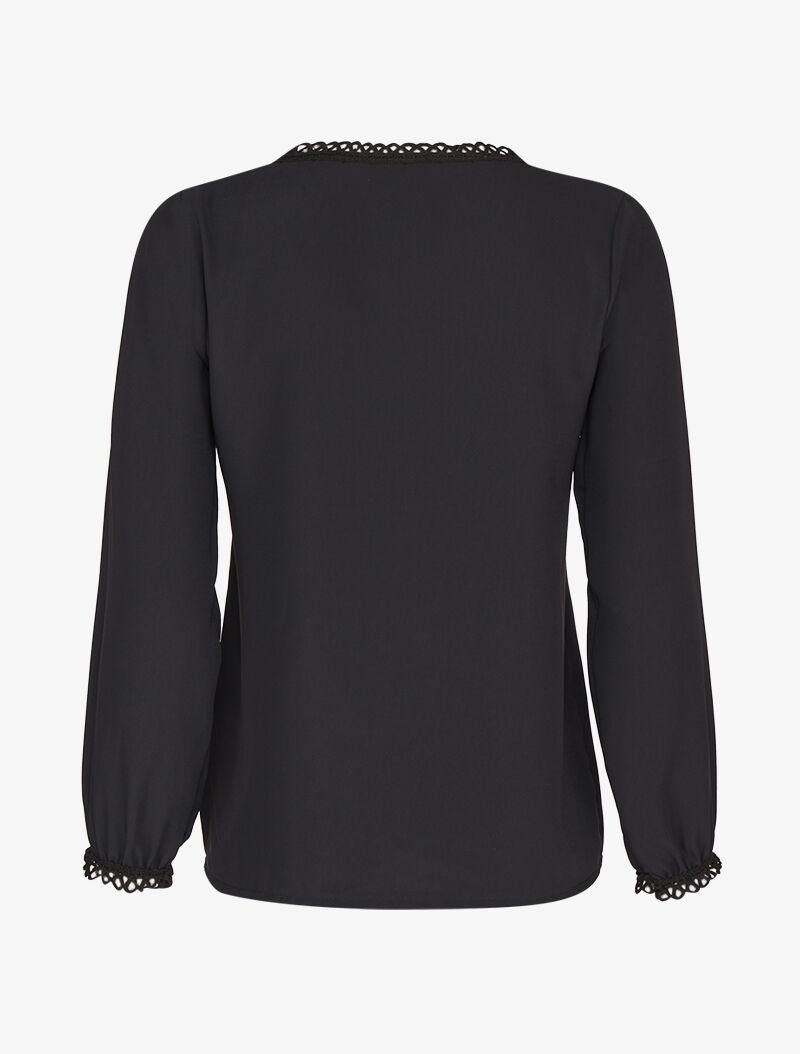 Top à empiècements broderies anglaise - Noir - 2