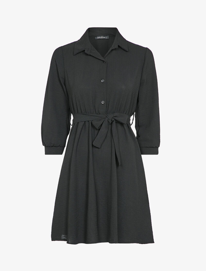Robe chemise coupe patineuse - Noir - 4