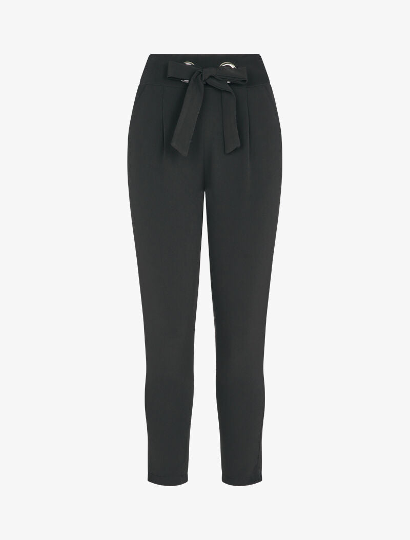 Pantalon coupe carotte à ceinture intégrée - Noir - 3