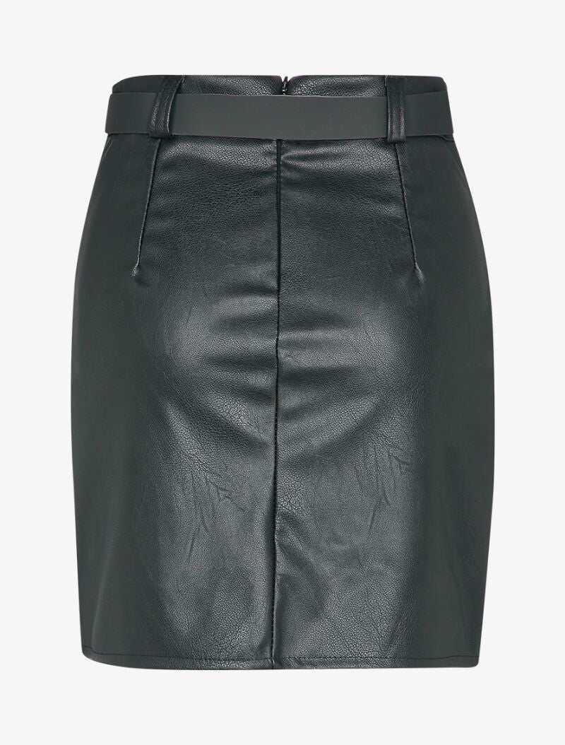 Jupe en simili cloutée à bords asymétriques - Noir - 2