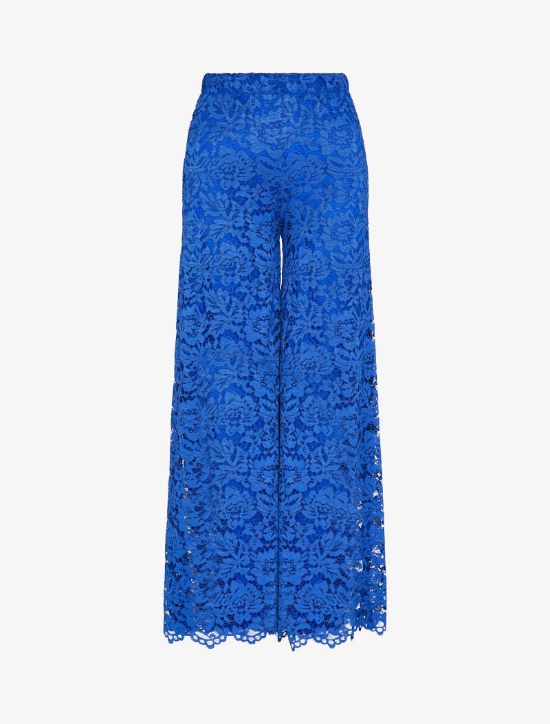Pantalon extra long en dentelle - Bleu électrique - 1