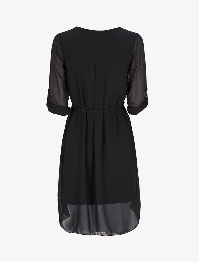 Robe en voile transparent à col zippé - Noir - 2