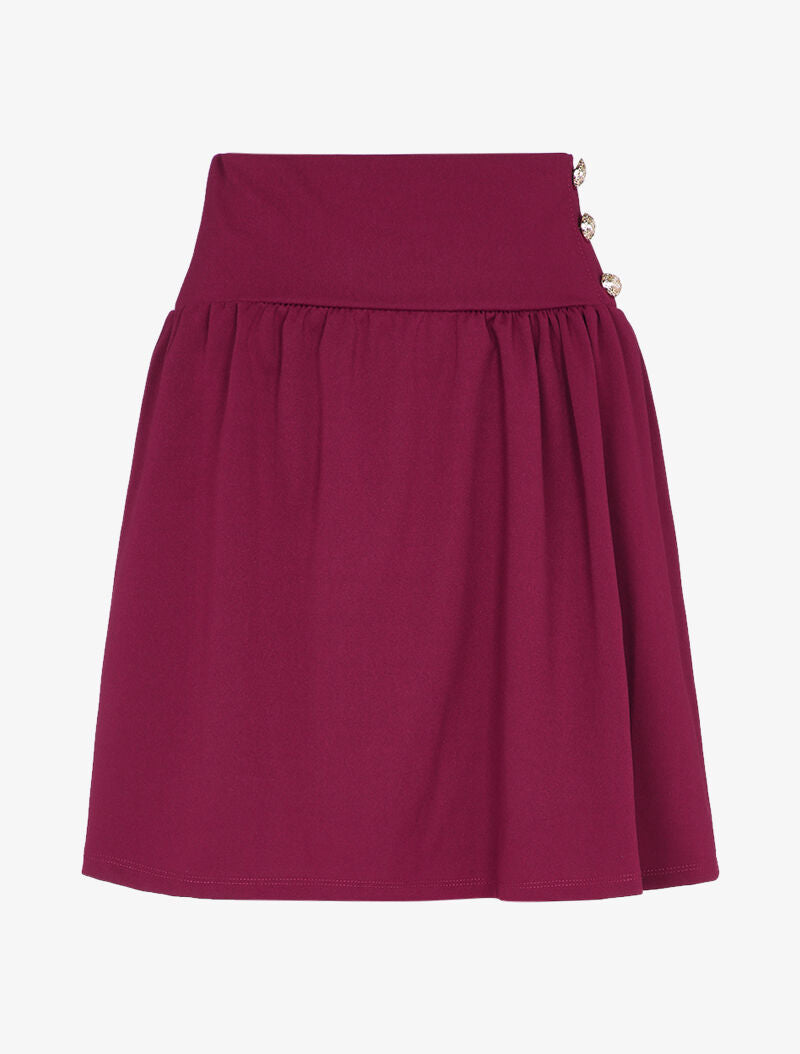 Jupe taille haute patineuse - Bordeaux - 4