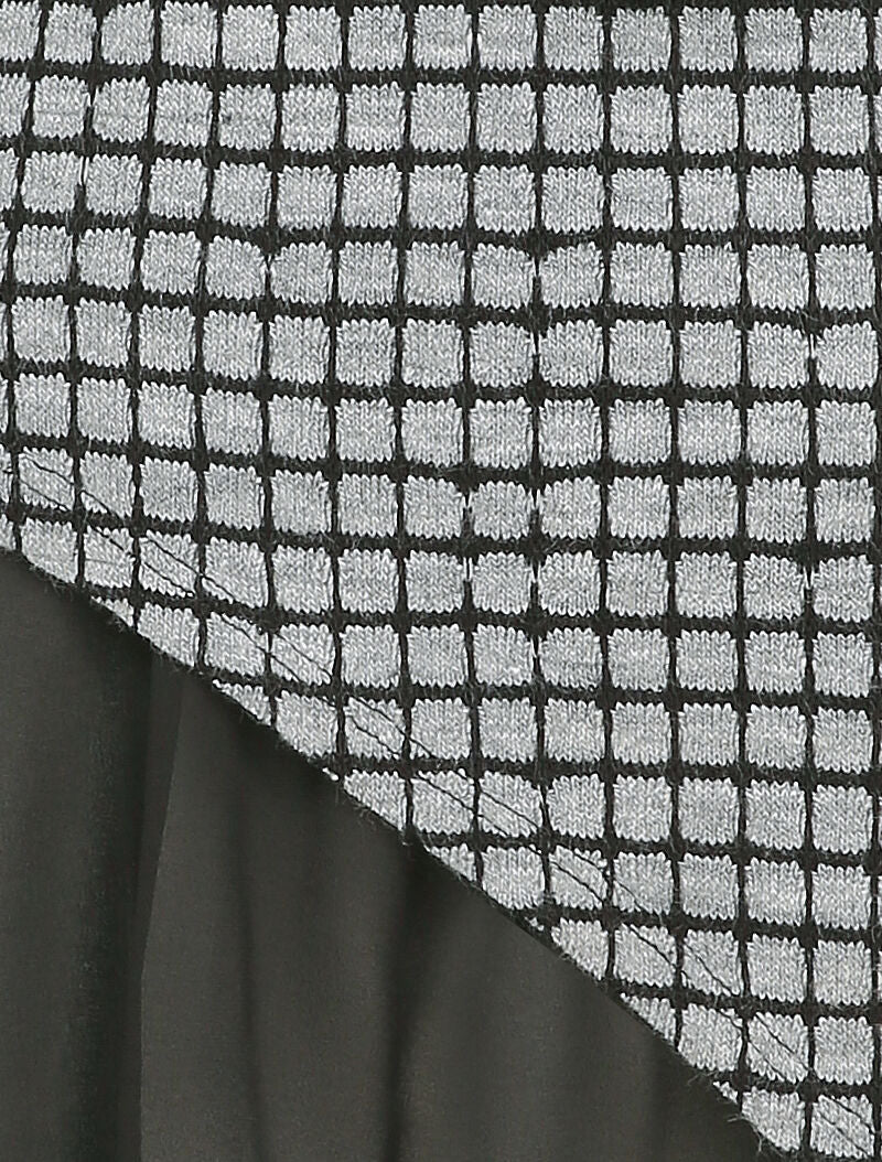 Pull à carreaux et bords asymétriques à détail voile - Gris clair - 3