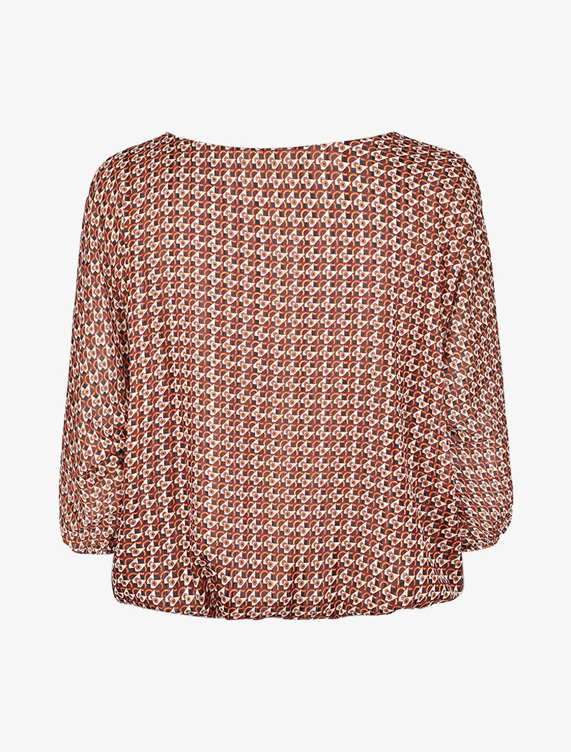 Blouse imprimé graphique coupe chauve-souris - Camel - 2
