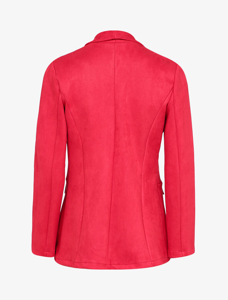 Blazer en suédine à col tailleur et poches en trompe l&