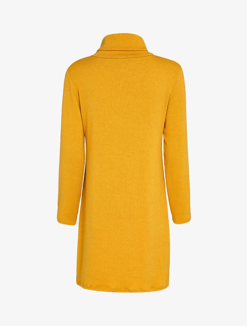 Robe pull oversize à col zippé stylisé - Moutarde - 2
