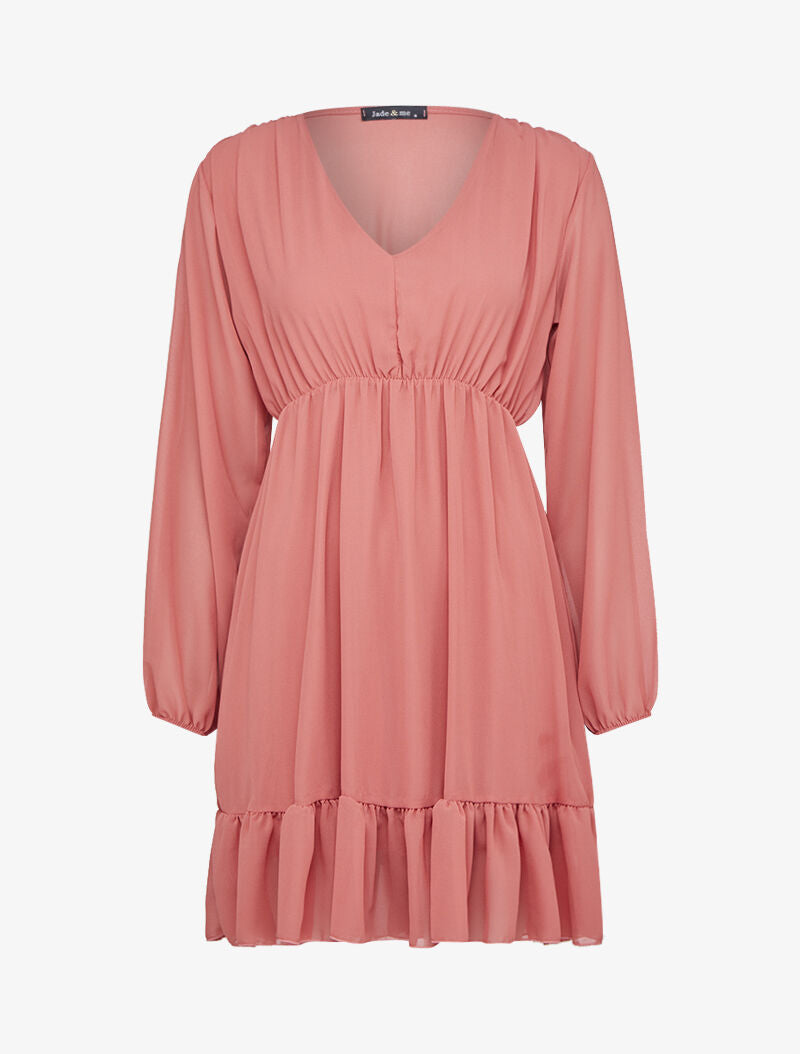 Robe patineuse mi-longue volantée - Rose - 3