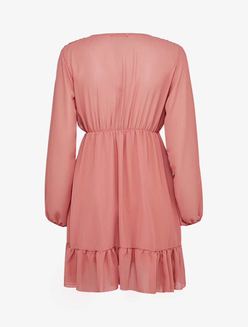 Robe patineuse mi-longue volantée - Rose - 2