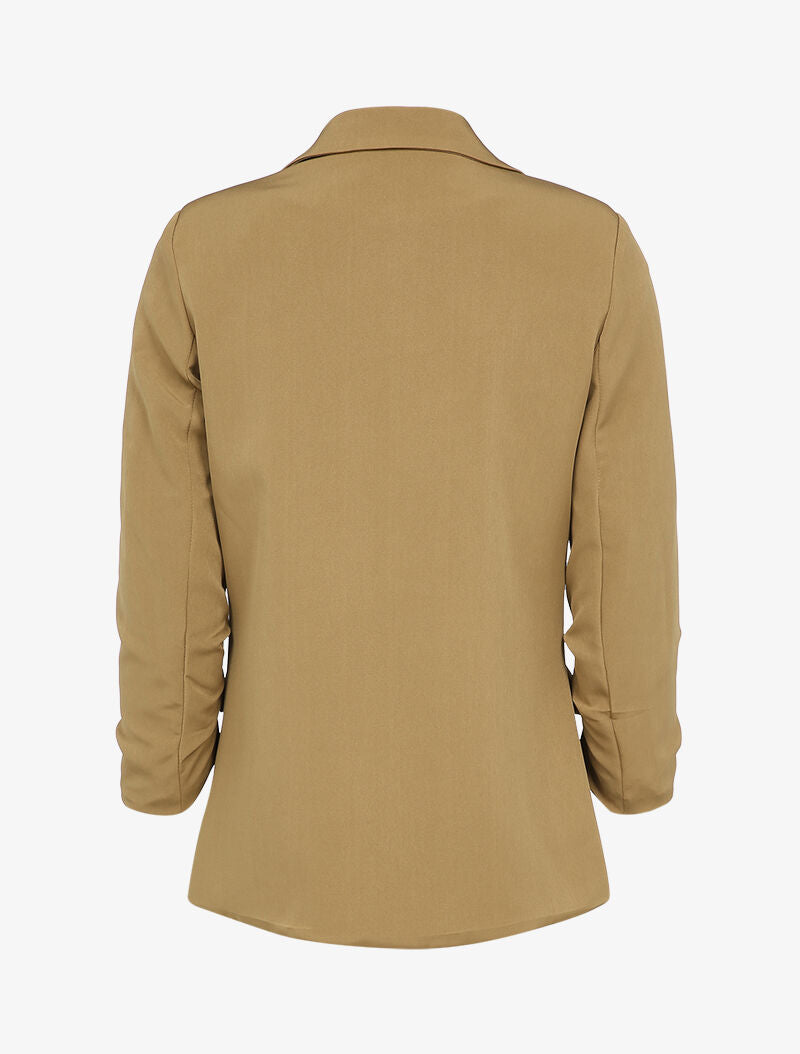 Blazer fluide à manches 3/4 plissées - Camel - 2