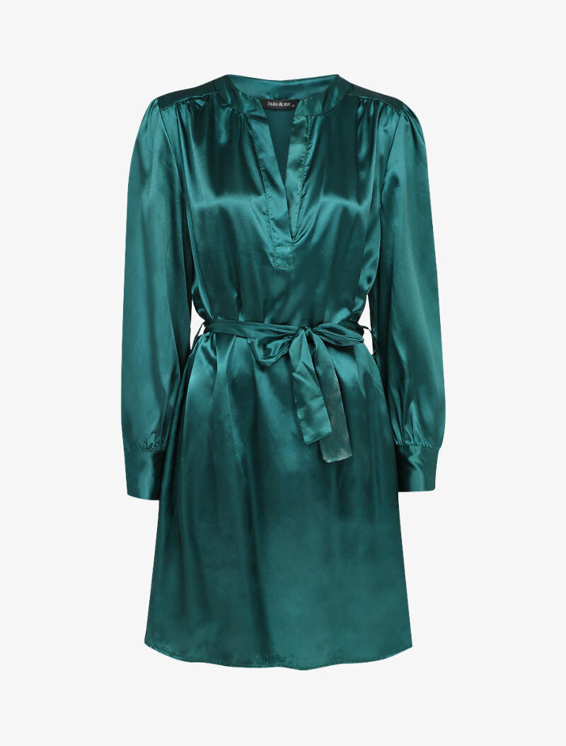 Robe droite satinée - Vert - 1