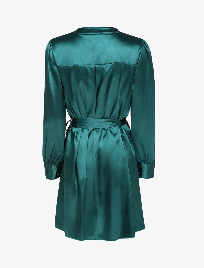 Robe droite satinée - Vert - 2