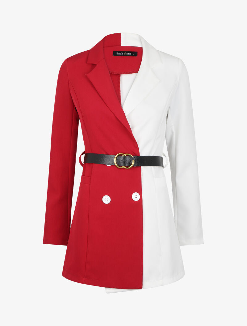 Veste color block oversize - Bordeaux/blanc - 1