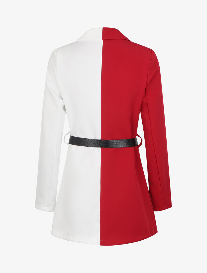 Veste color block oversize - Bordeaux/blanc - 2