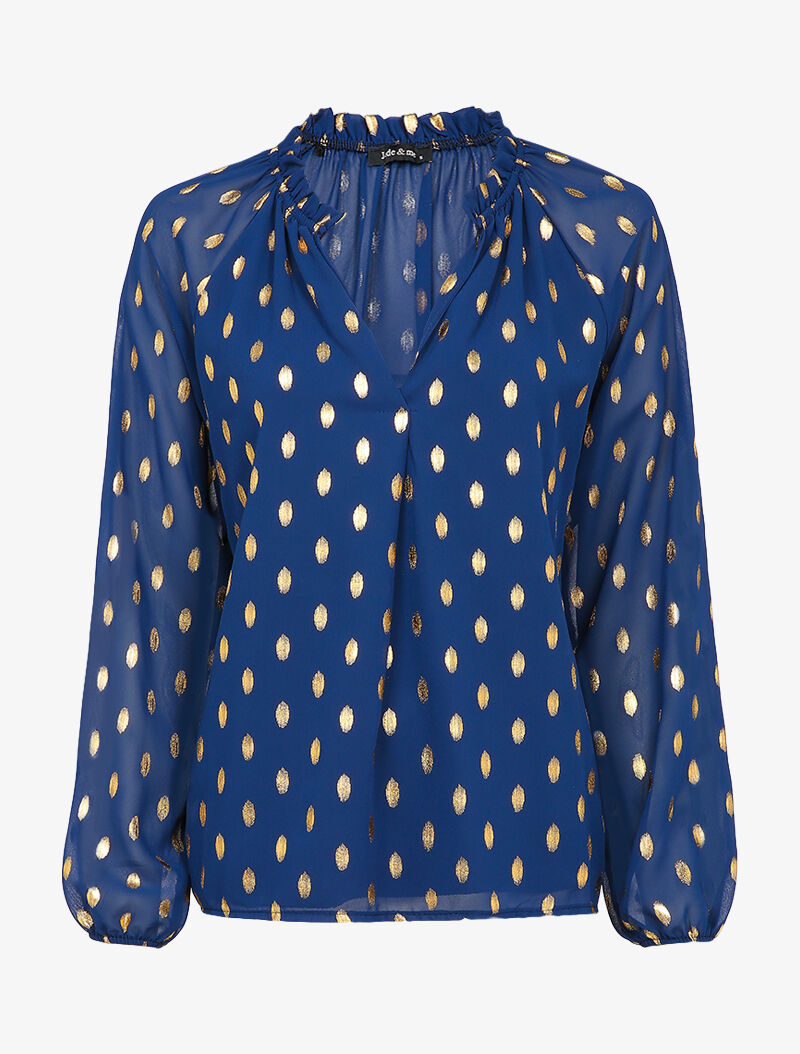 Blouse irisée à col stylisé - Bleu marine - 4