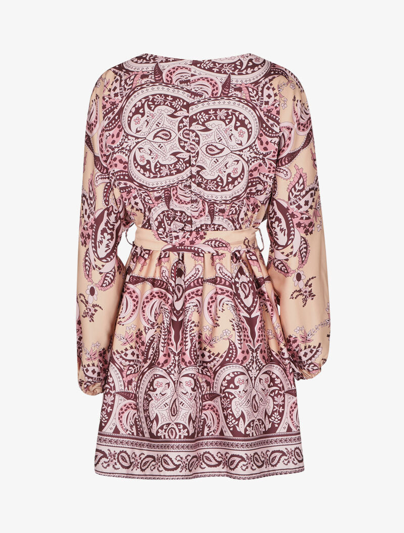Robe satinée à imprimé cachemire - Saumon - 2