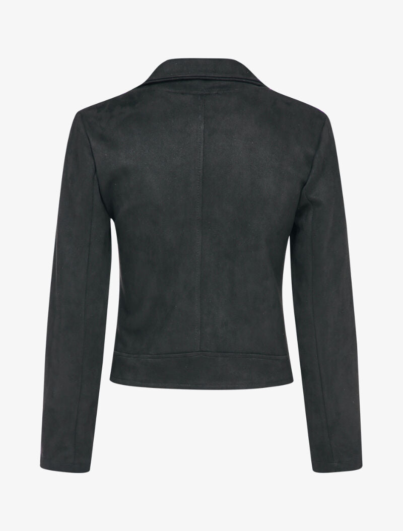 Veste unie courte en suédine - Noir - 2