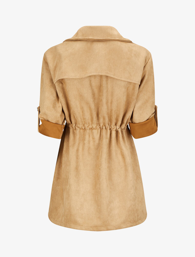 Veste en suédine à manches coudées ajustables - Camel - 2