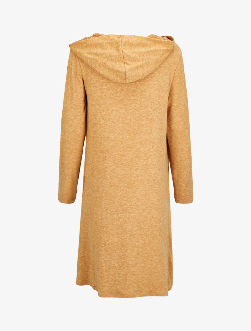 Gilet doux et long à capuche - Camel - 2