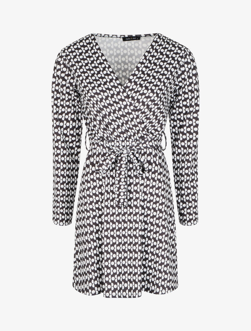 Robe patineuse à imprimé pois stylisés - Noir/blanc - 4