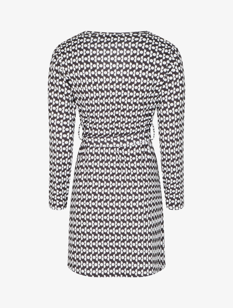 Robe patineuse à imprimé pois stylisés - Noir/blanc - 2