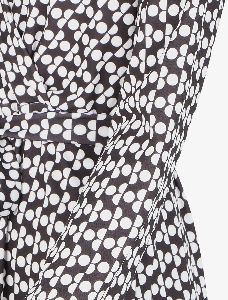 Robe patineuse à imprimé pois stylisés - Noir/blanc - 3