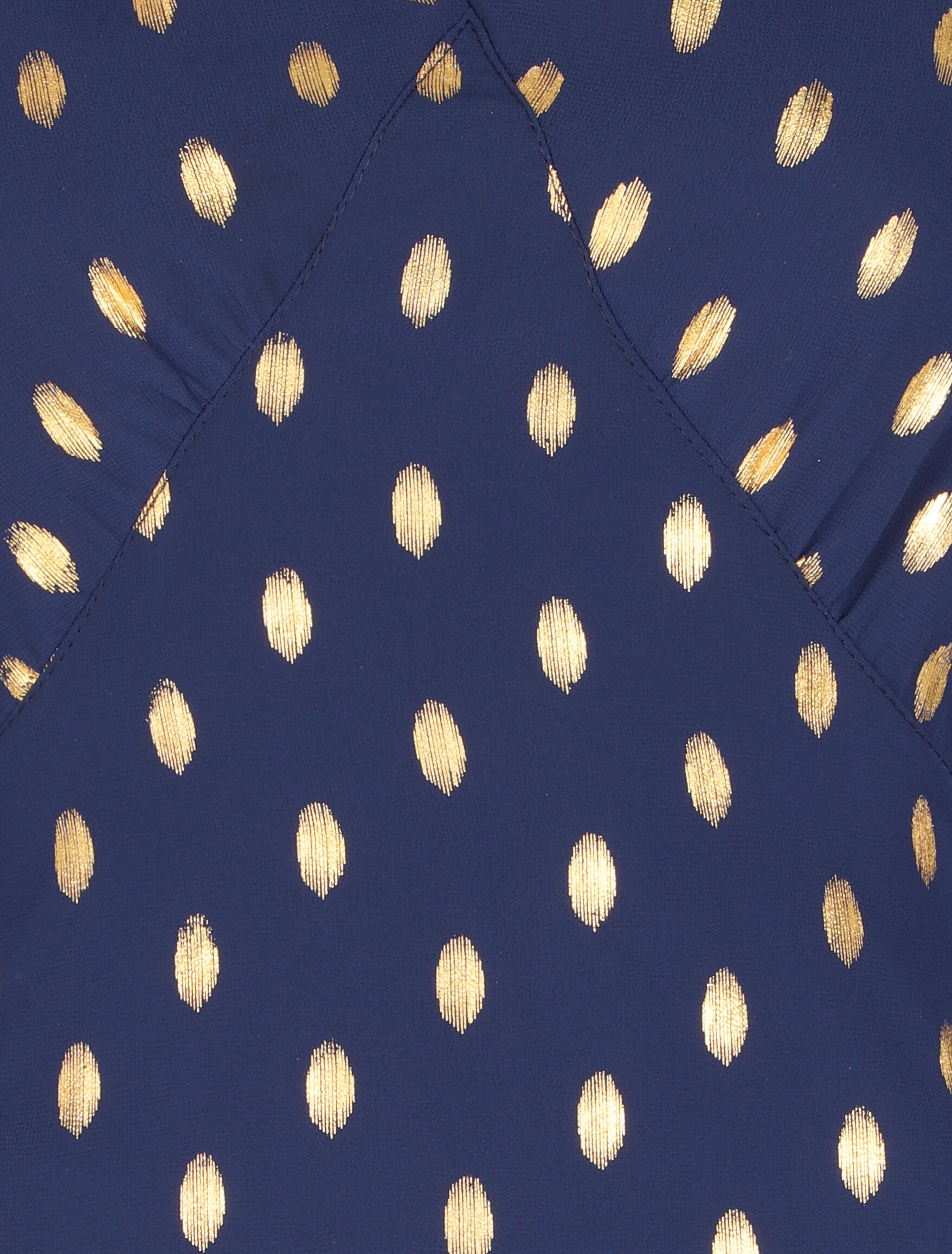 Robe empire à imprimé pois dorés - Marine - 3