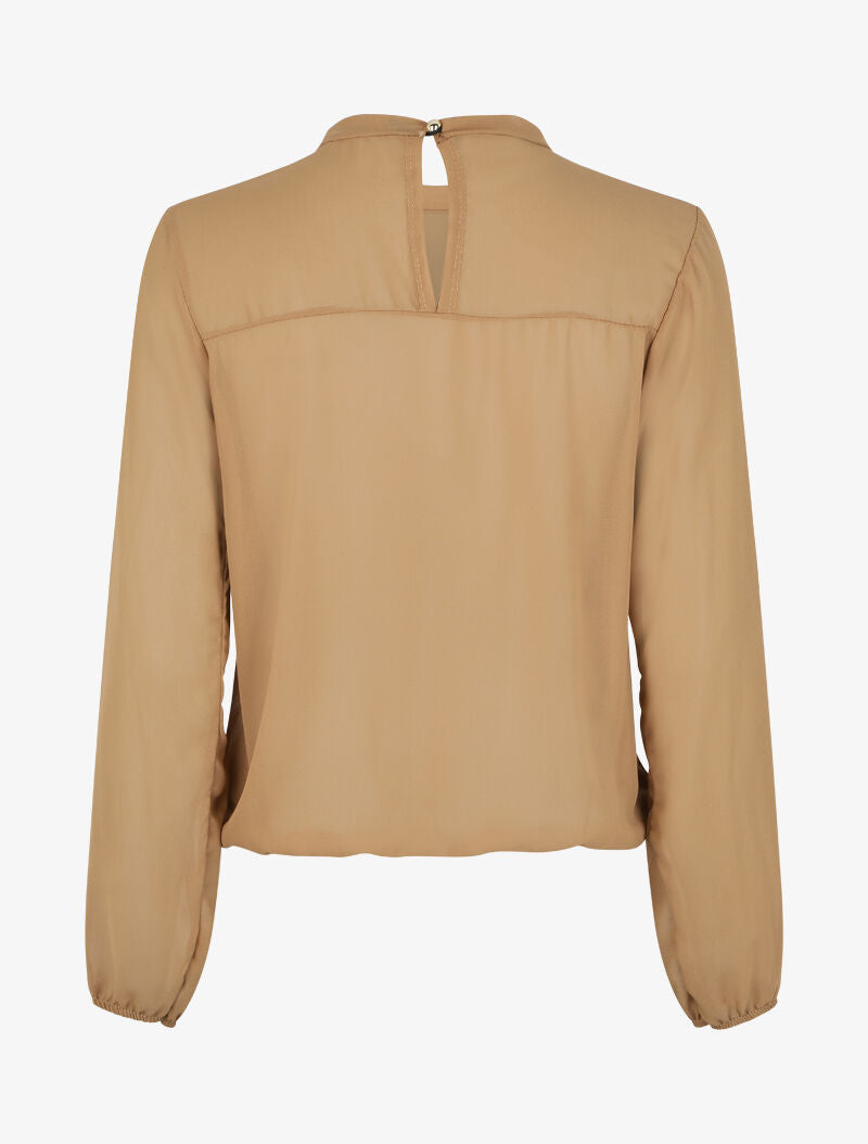 Blouse en voile unie - Camel - 2