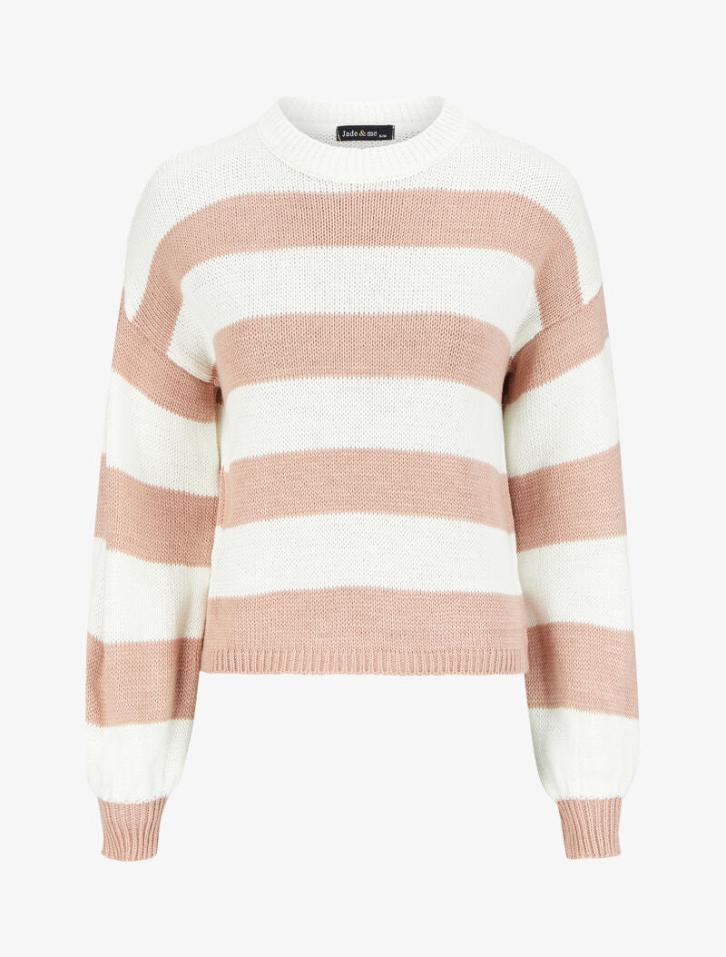Pull à rayures - Rose/blanc - 1