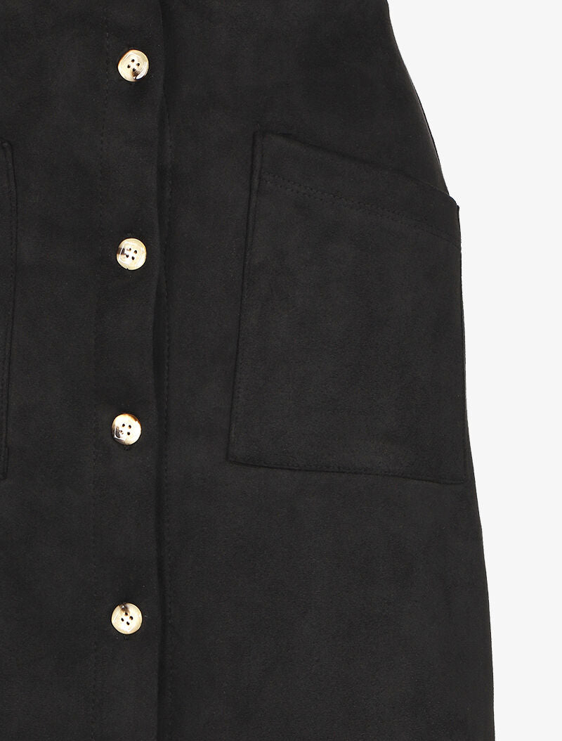 Jupe suédée à fermeture boutonnée - Noir - 3