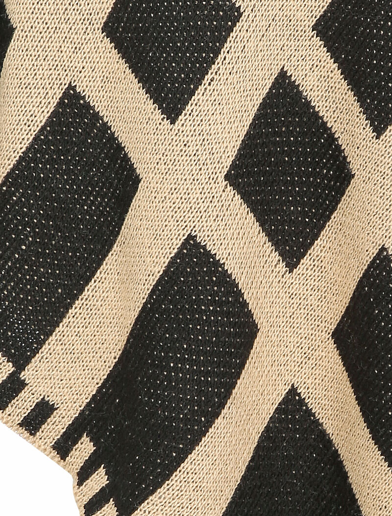 Poncho en maille à motifs géométrique - Noir/camel - 3