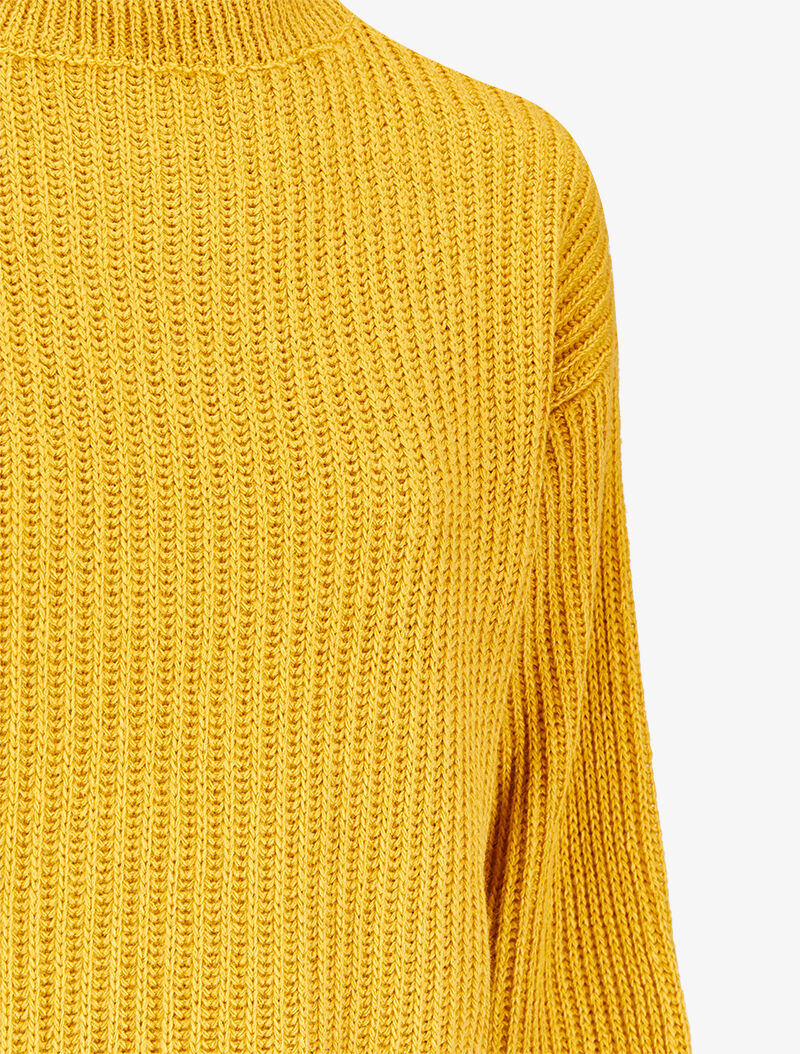 Pull court en grosse maille à col montant - Moutarde - 3