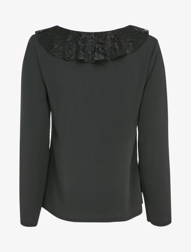 Top ample à empiècement dentelle - Noir - 2