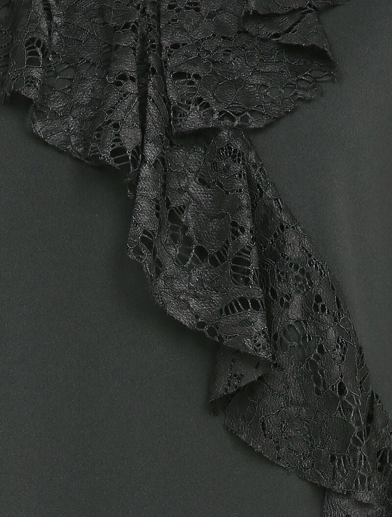 Top ample à empiècement dentelle - Noir - 3