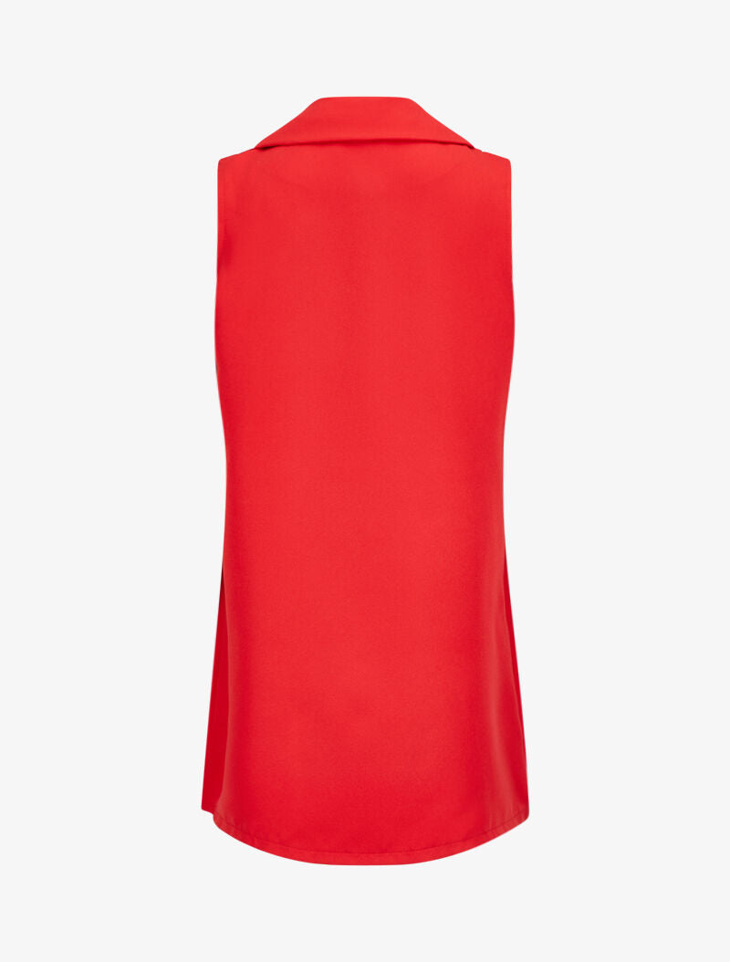 Veste style blazer sans manches - Rouge - 2