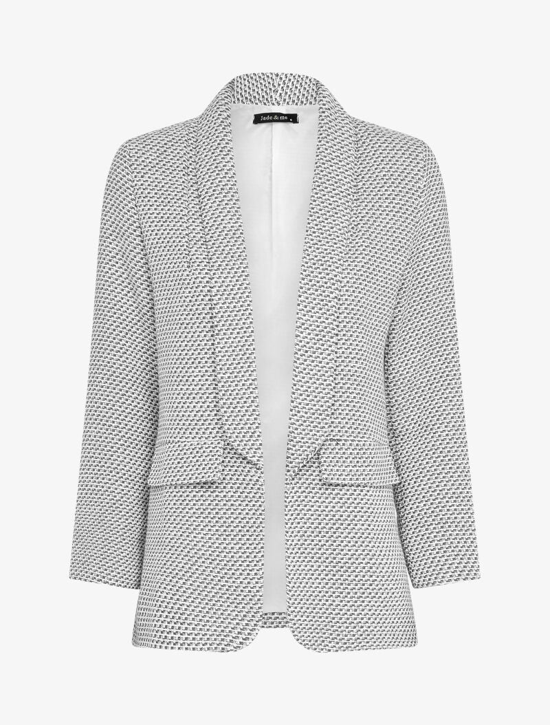 Veste effet tweed à poches décoratives - Noir - 1