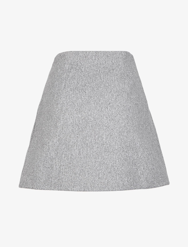 Jupe coupe trapèze à boutons argentés - Gris chiné - 2