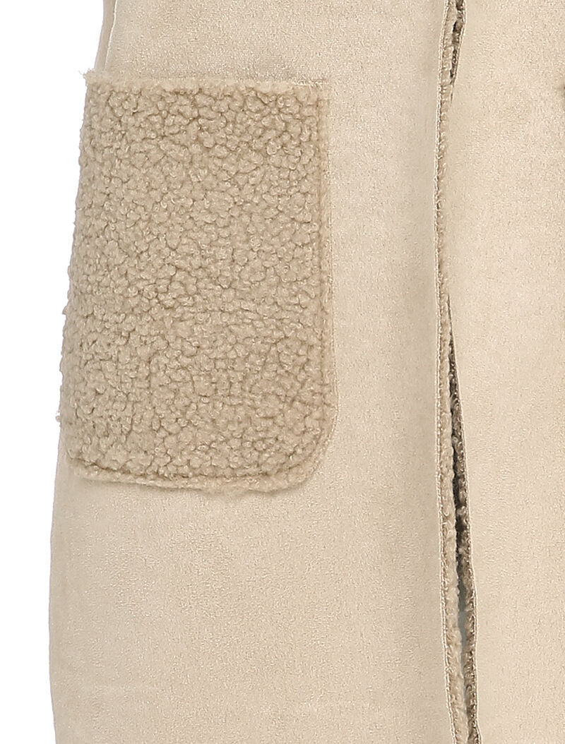 Veste sans manche style peau de mouton retournée - Beige - 3