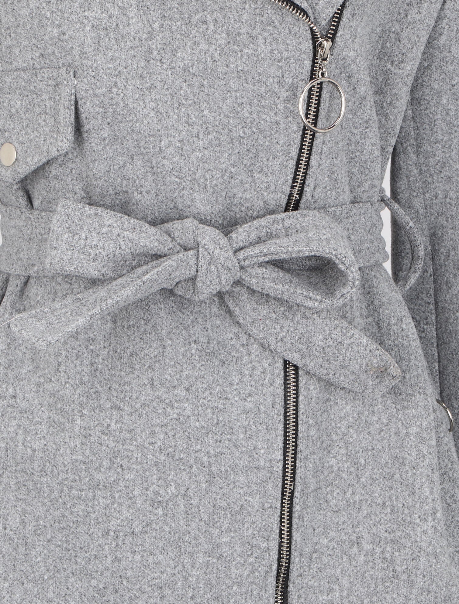 Manteau mi-long à zip asymétrique - Gris - 3