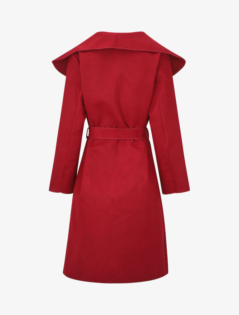 Manteau long uni à col châle - Bordeaux - 2