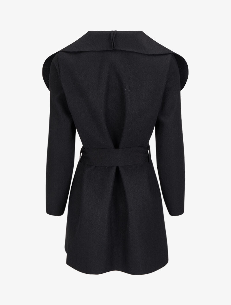 Manteau mi-long à col châle - Noir - 2