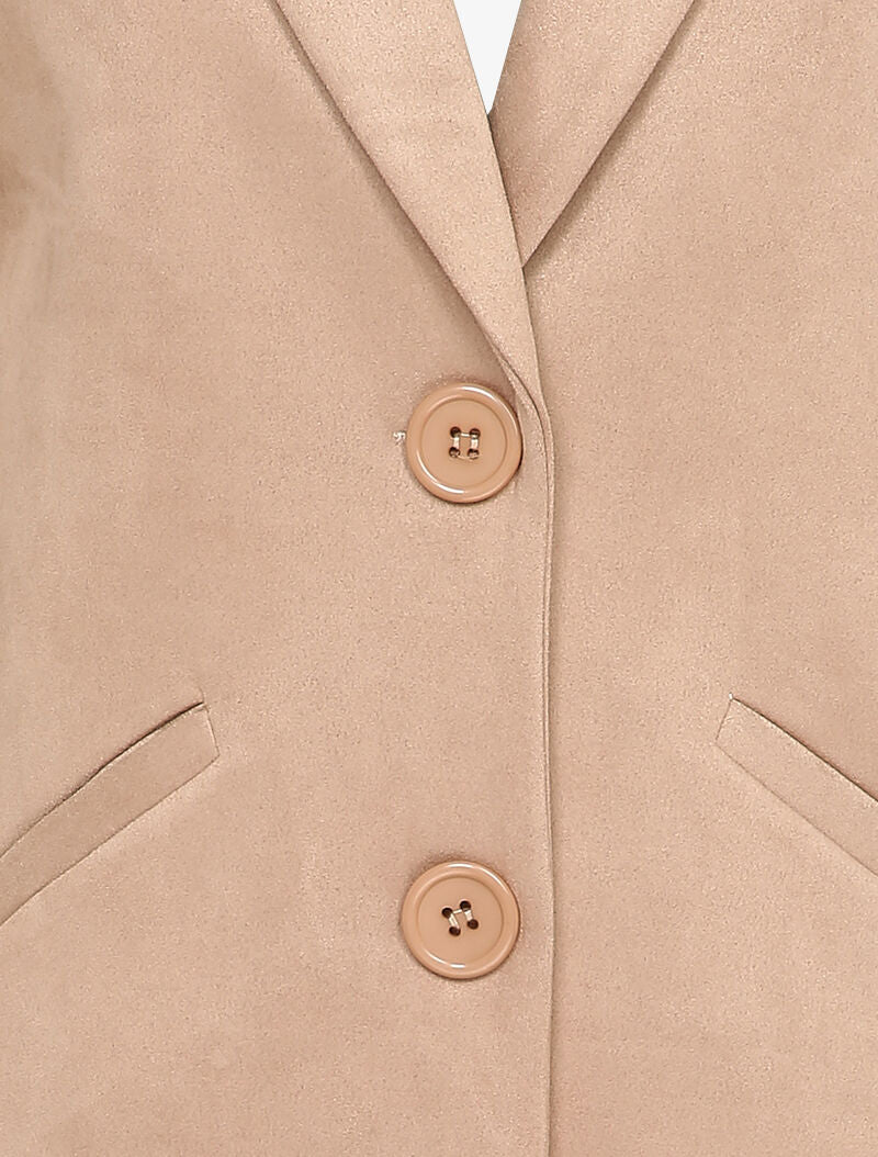 Veste longue en suédine - Beige - 3