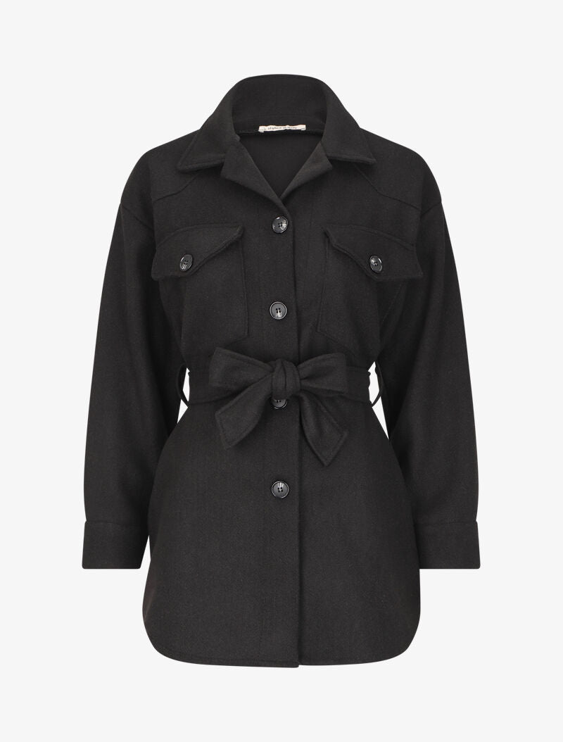 Manteau oversize à poches poitrine - Noir - 4