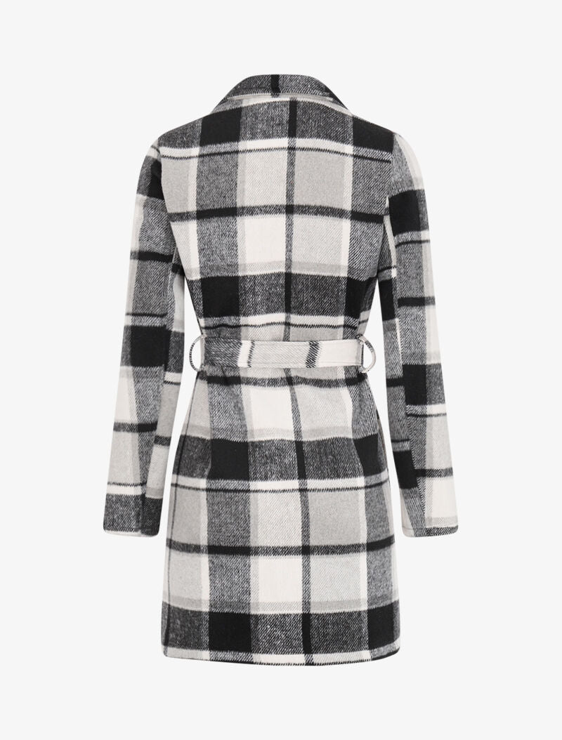 Manteau ceinturé à carreaux - Noir - 2