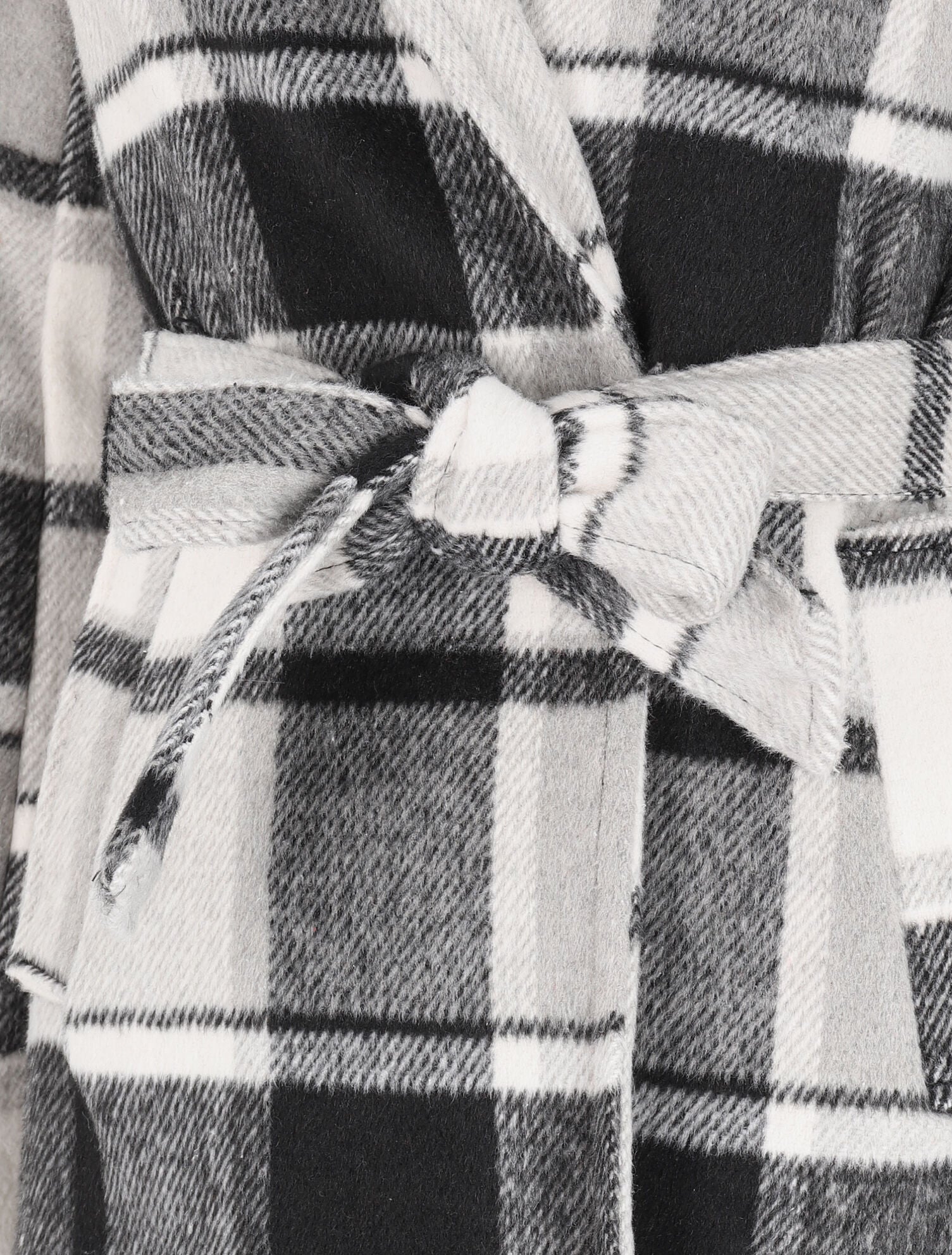Manteau ceinturé à carreaux - Noir - 3
