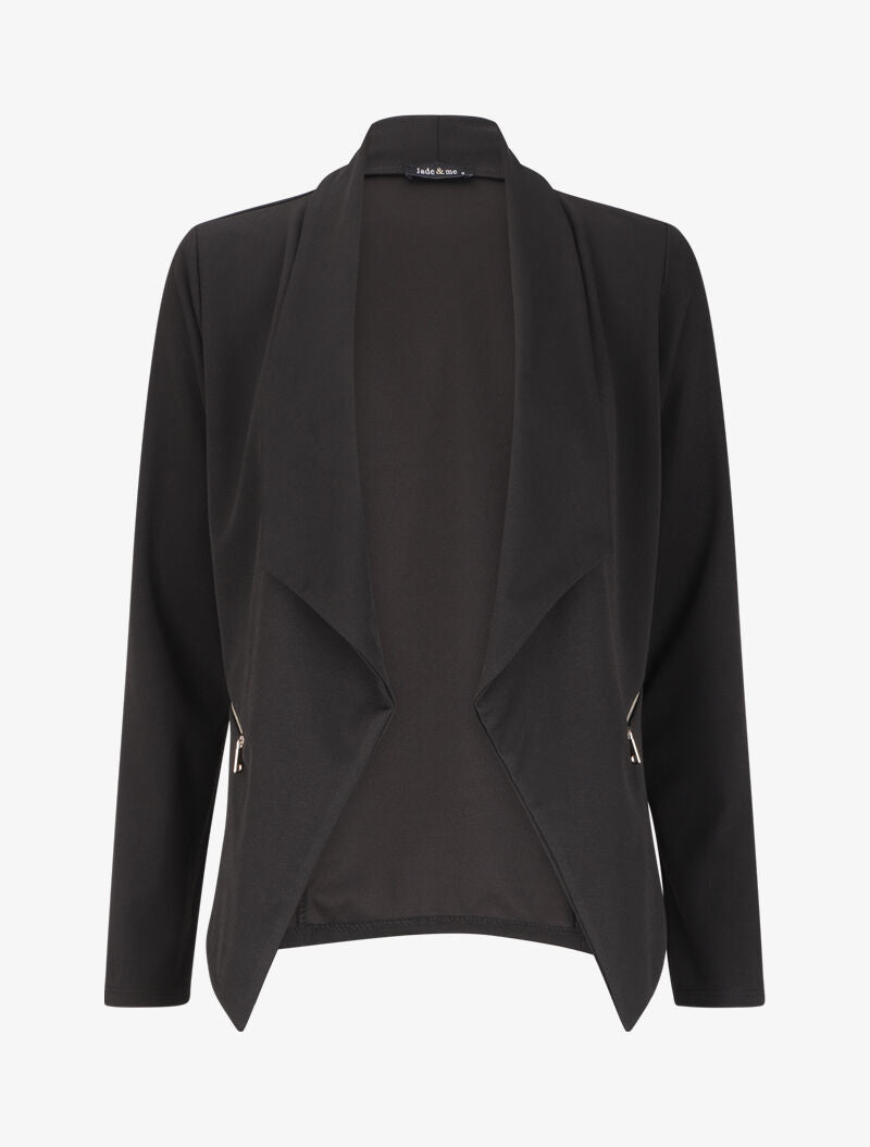 Veste à col châle et poches zippées - Noir - 4