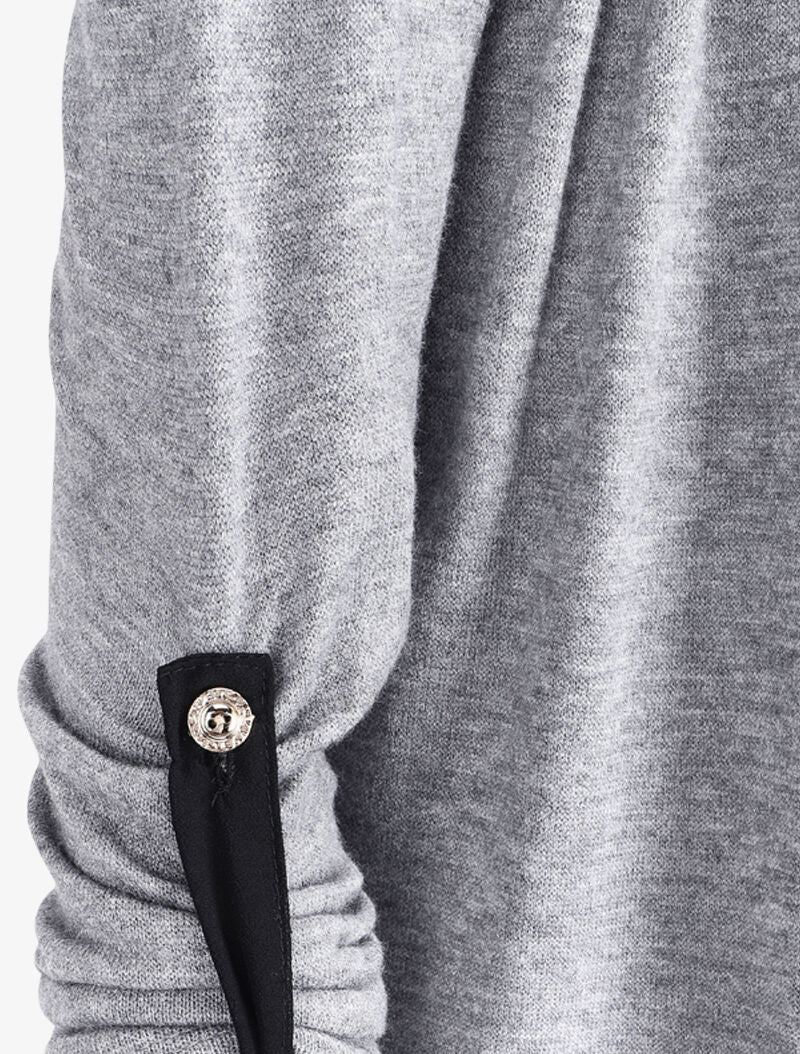 Gilet long à encolure en voile - Gris chiné - 3