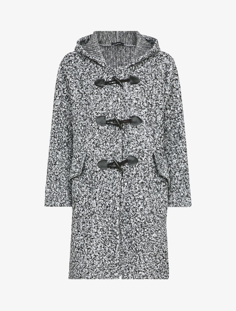 Duffle coat en maille bouclette - Blanc/noir - 1